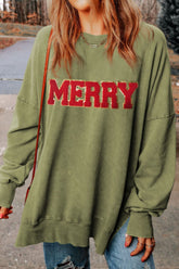LIZAKOSHT  -  MERRY Side Slit Long Sleeve Sweatshirt